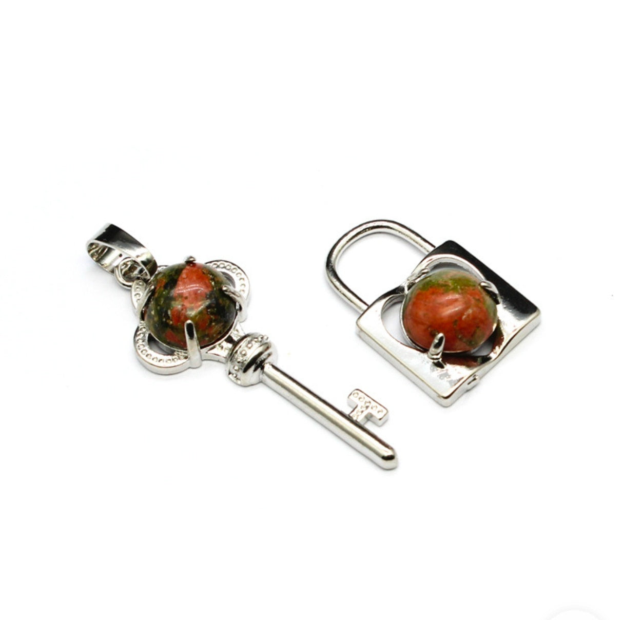 crystal stone couple keylock pendant polynomial suit fashion