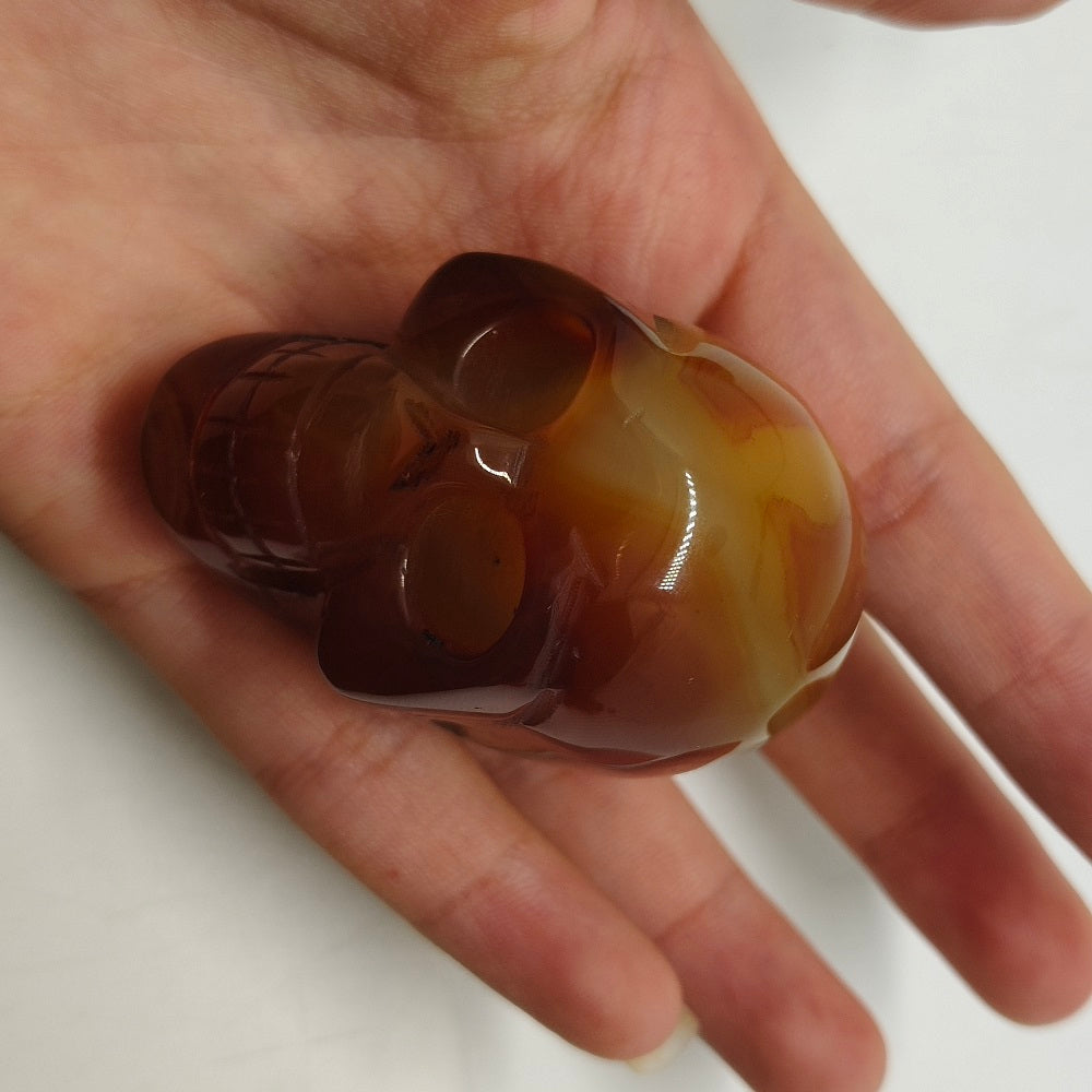 red agate skull carving ornaments healing 90.2g