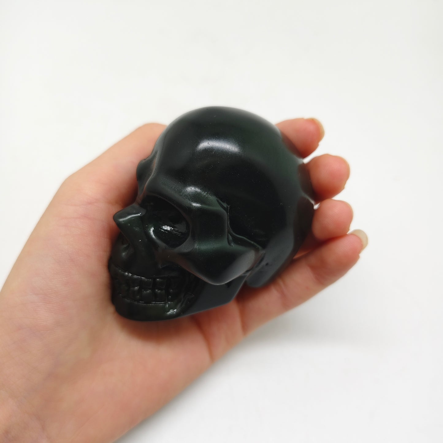 rainbow obsidian skull carving ornaments healing 179.6g