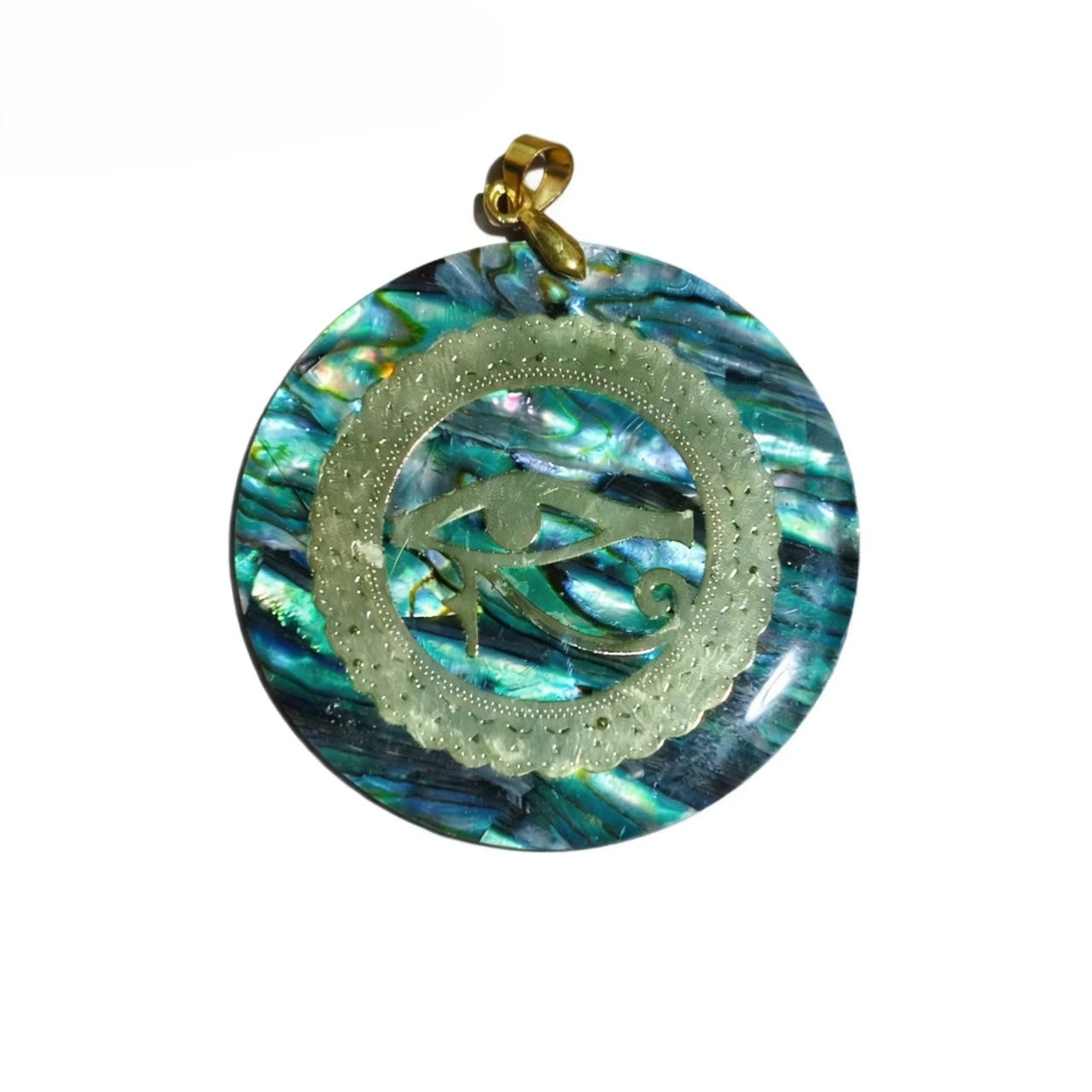 Abalone Shell &Gold Plated Mandala Circle Shape Pendants