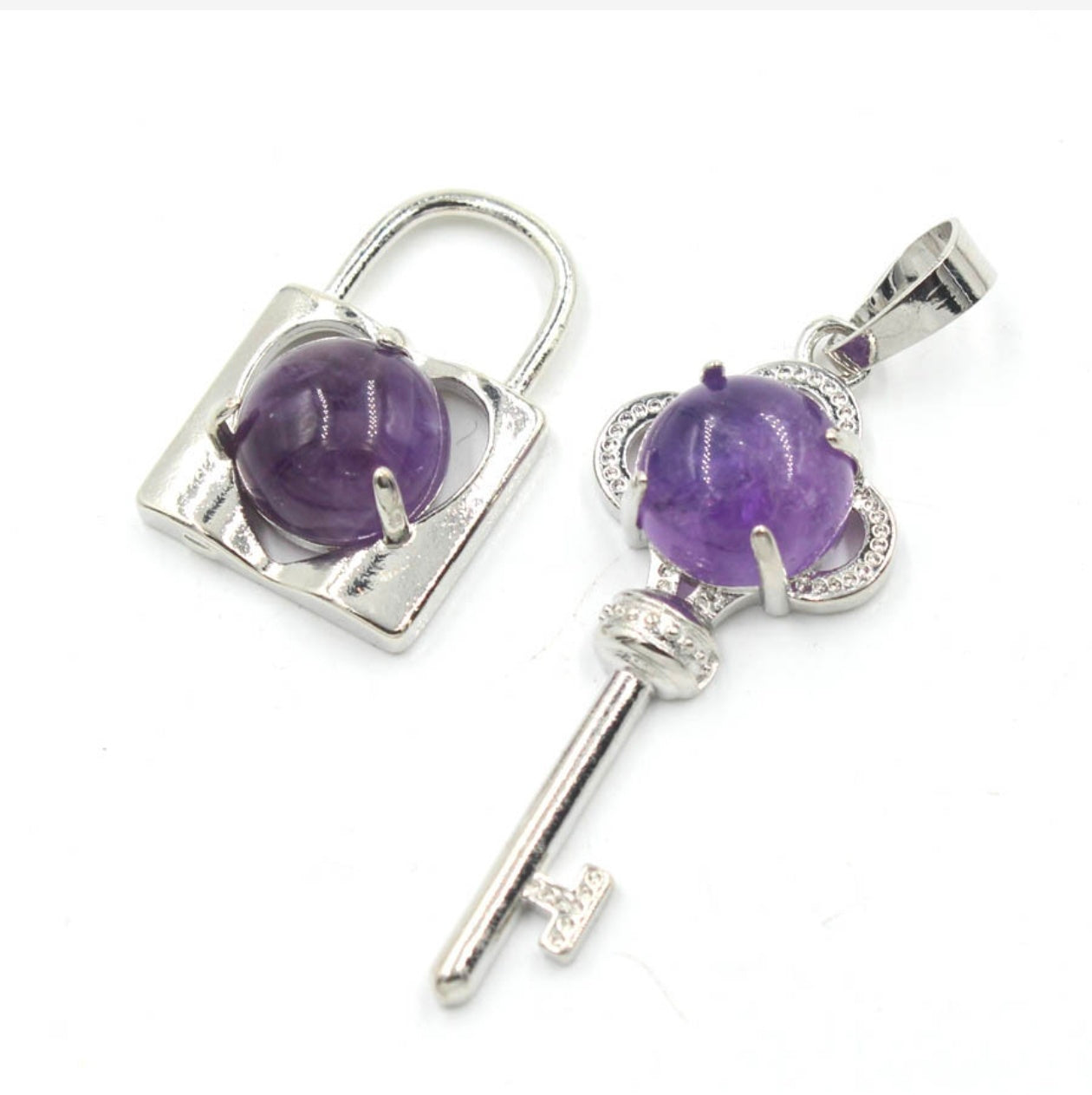crystal stone couple keylock pendant polynomial suit fashion