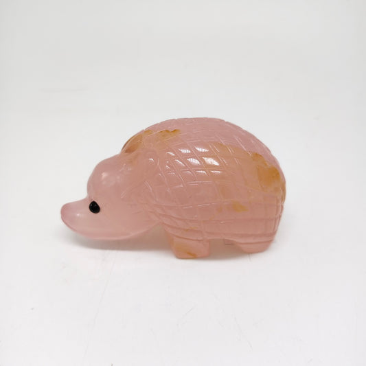 254.7g natural rose quartz hedgehog carving ornaments healing