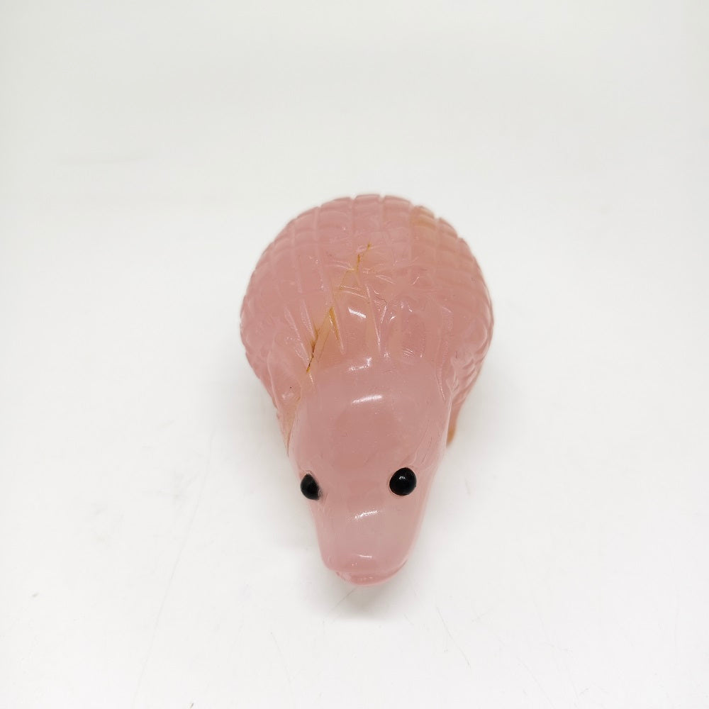 254.7g natural rose quartz hedgehog carving ornaments healing