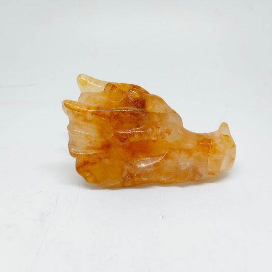 224.5g natural golden healer dragon head carving ornaments healing