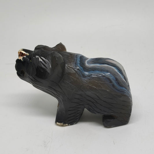 407.4g natural orca agate bear carving ornaments healing