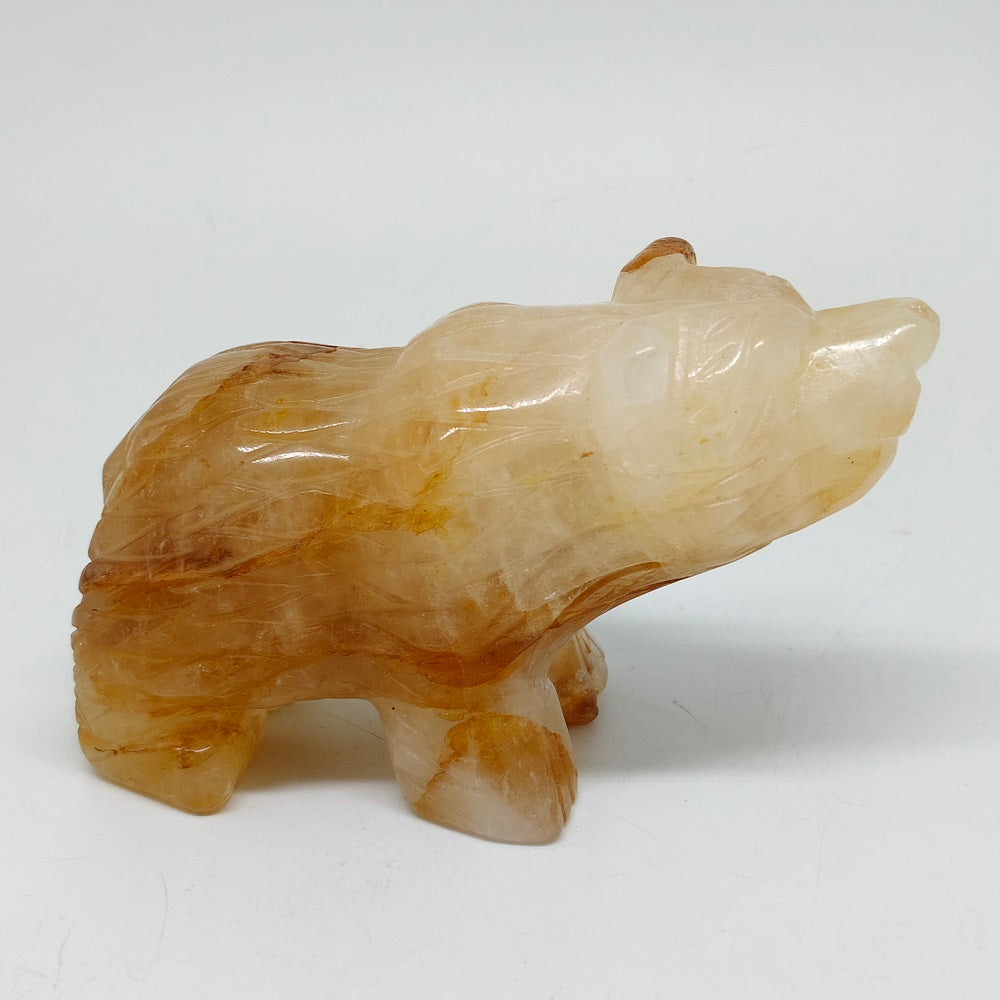345g natural golden healer bear carving ornaments healing