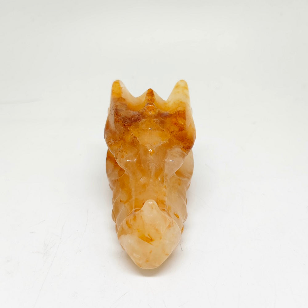 224.5g natural golden healer dragon head carving ornaments healing