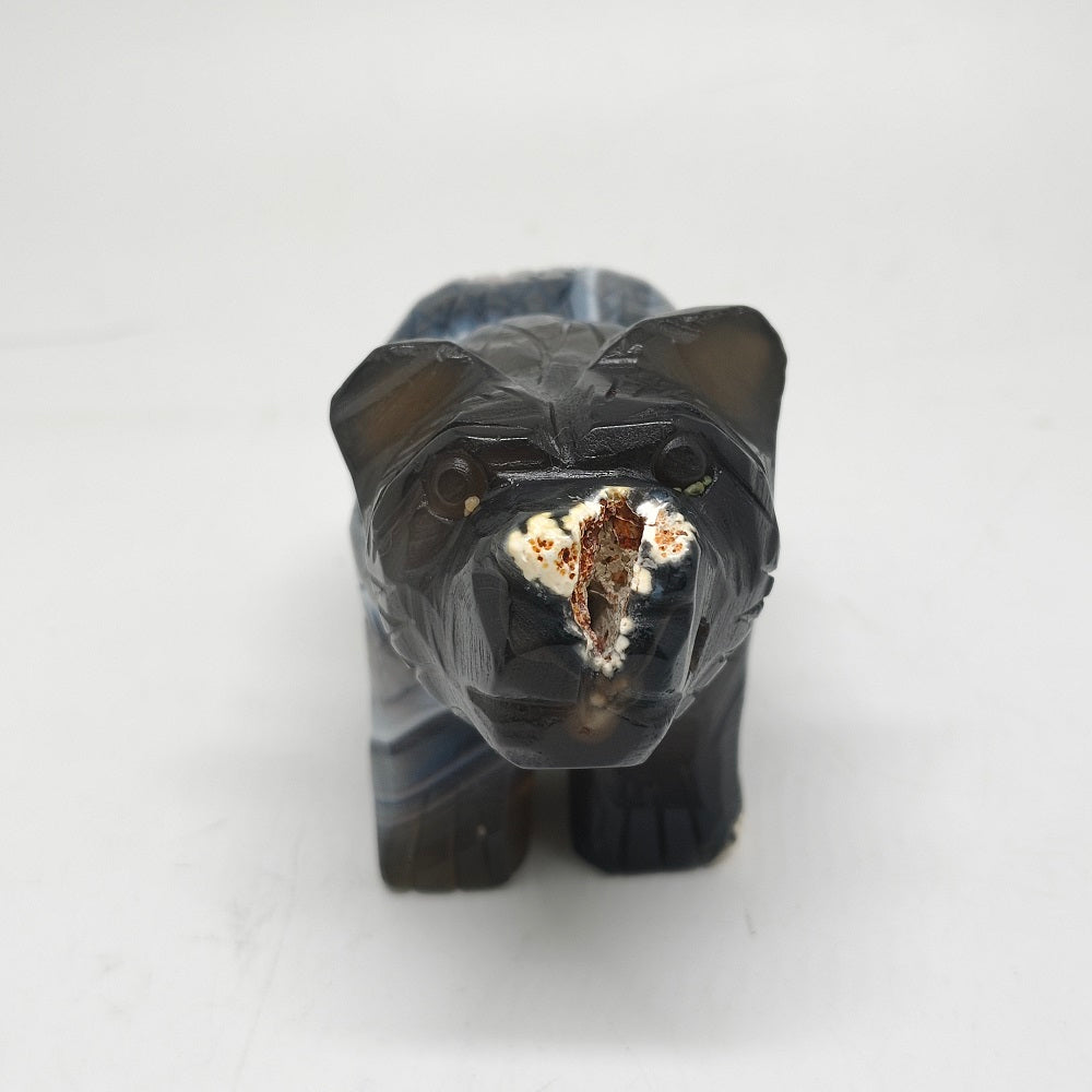407.4g natural orca agate bear carving ornaments healing