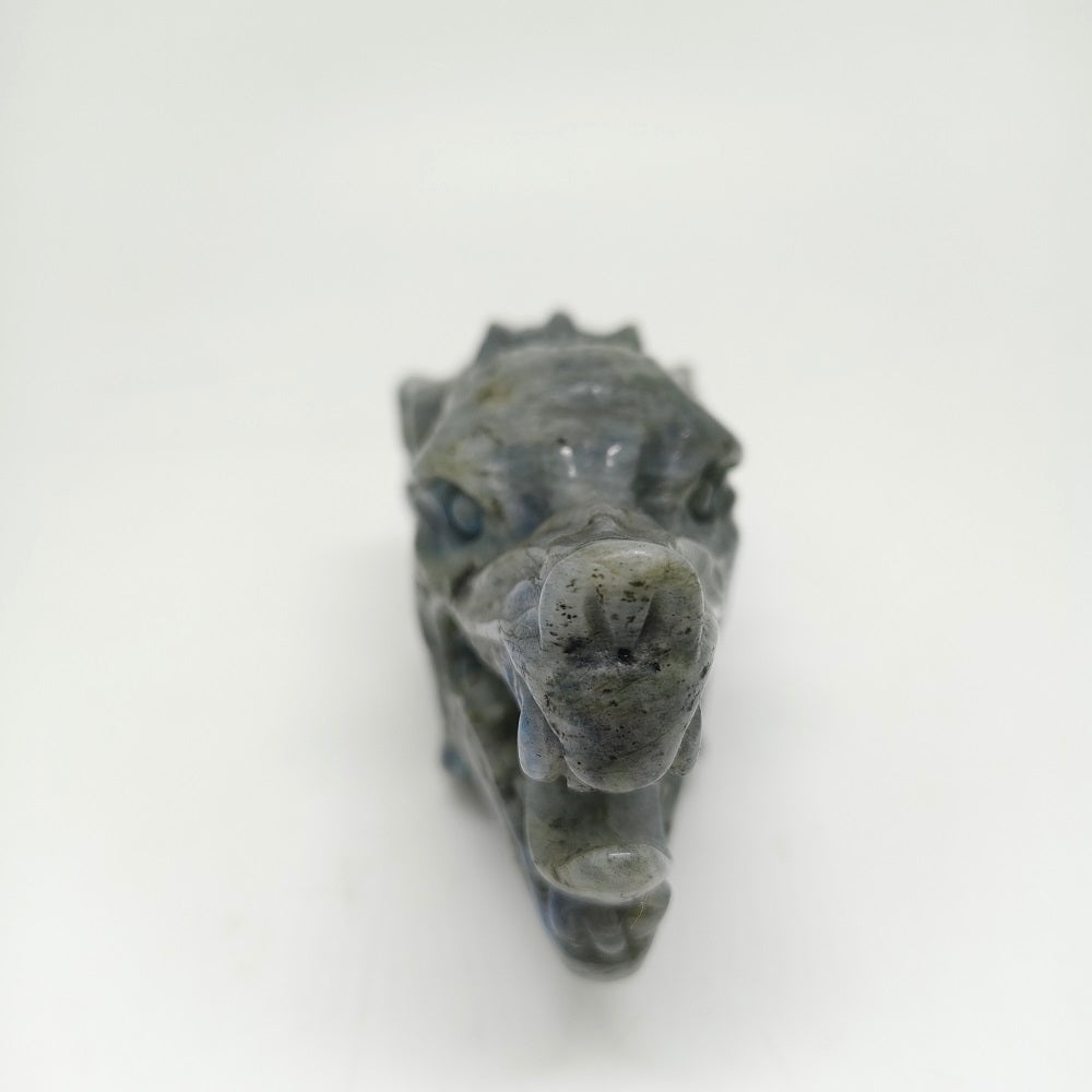 364.6g natural labradorite dragon head carving ornaments healing