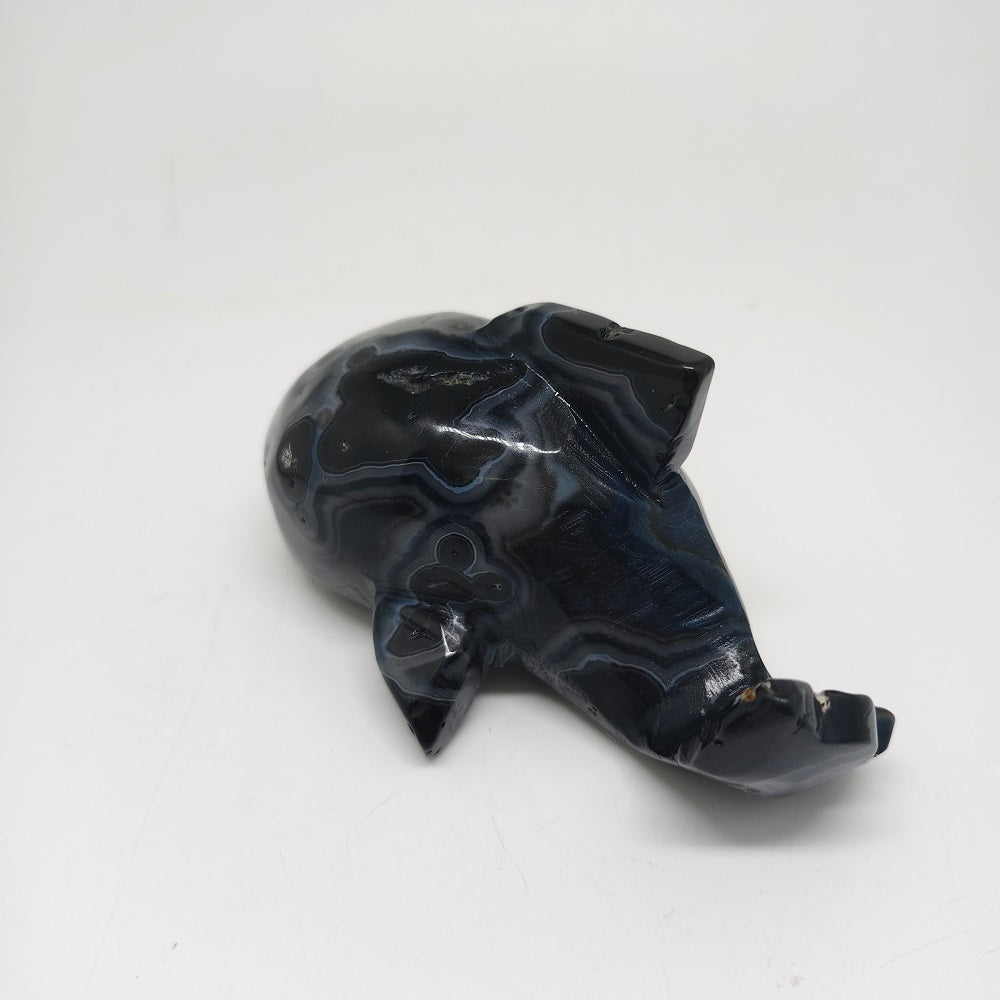 black agate whale carving ornaments healing 278.7g