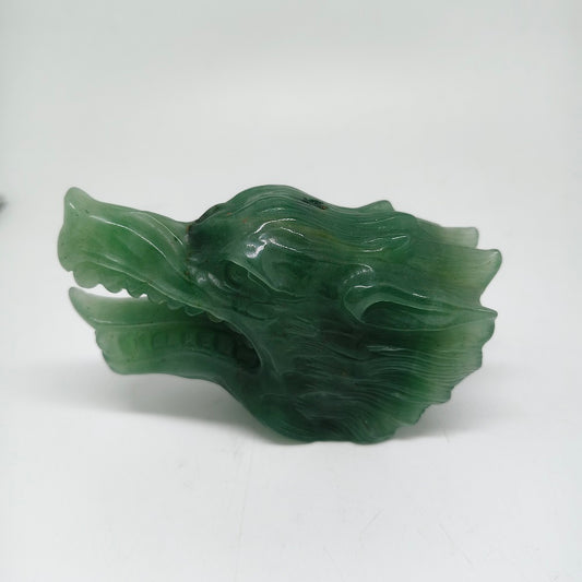 354.2g natural green aventurine dragon head carving ornaments healing