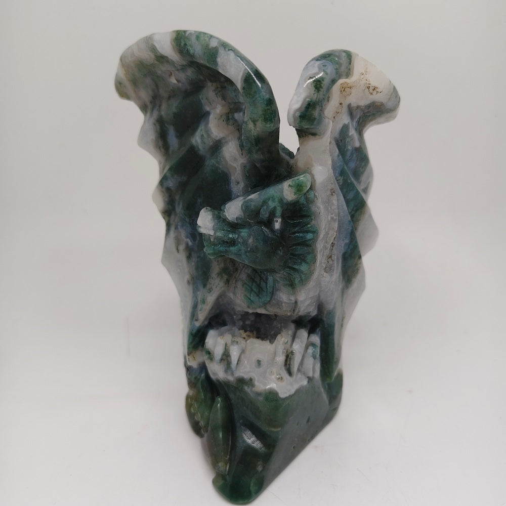 mossagate dragon carving ornaments healing 1.306kg