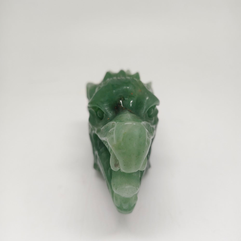 354.2g natural green aventurine dragon head carving ornaments healing