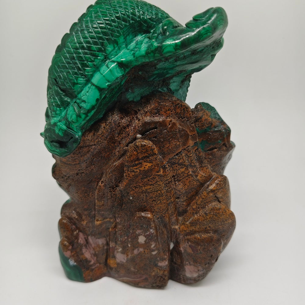 malachite dragon carving ornaments healing 1.44kg