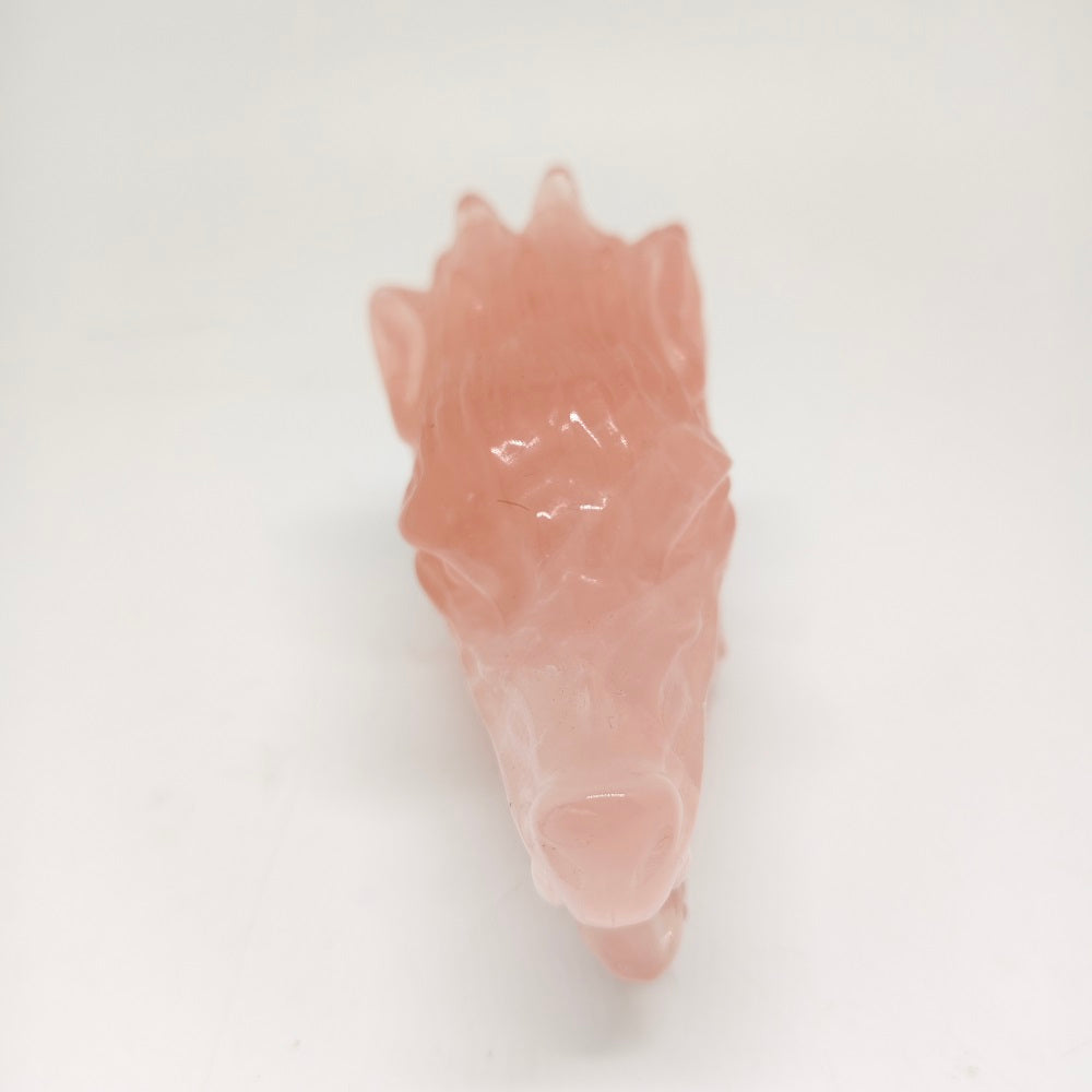 365.2g natural rose quartz dragon head carving ornaments healing