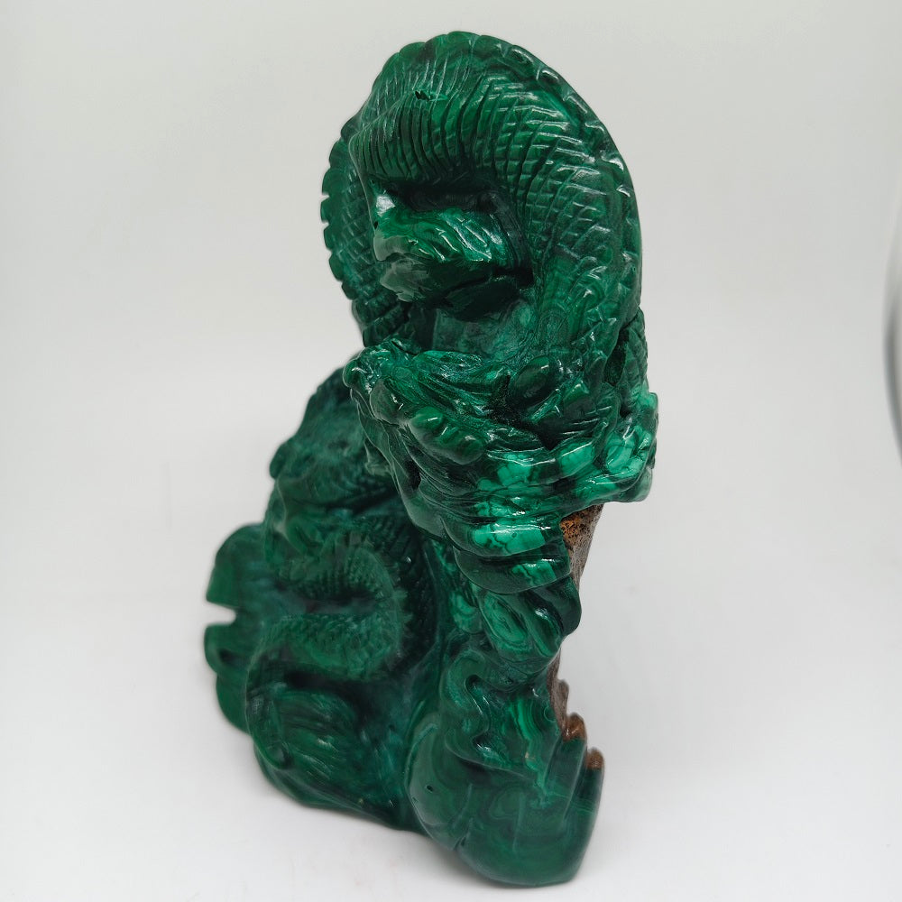 malachite dragon carving ornaments healing 1.44kg