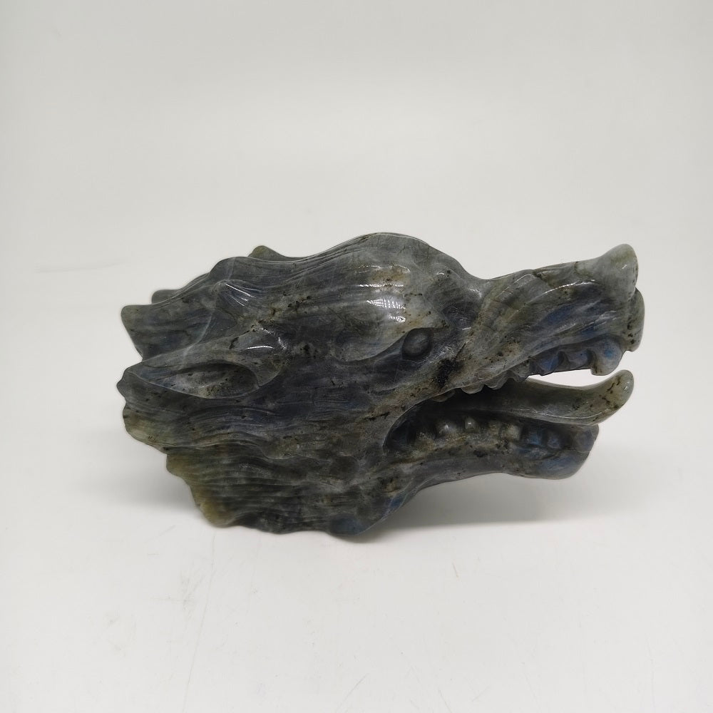 364.6g natural labradorite dragon head carving ornaments healing