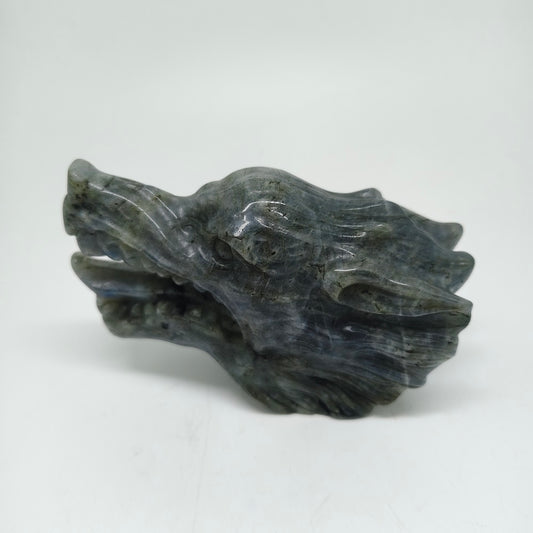 364.6g natural labradorite dragon head carving ornaments healing