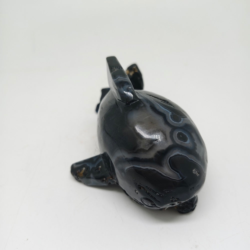 black agate whale carving ornaments healing 278.7g