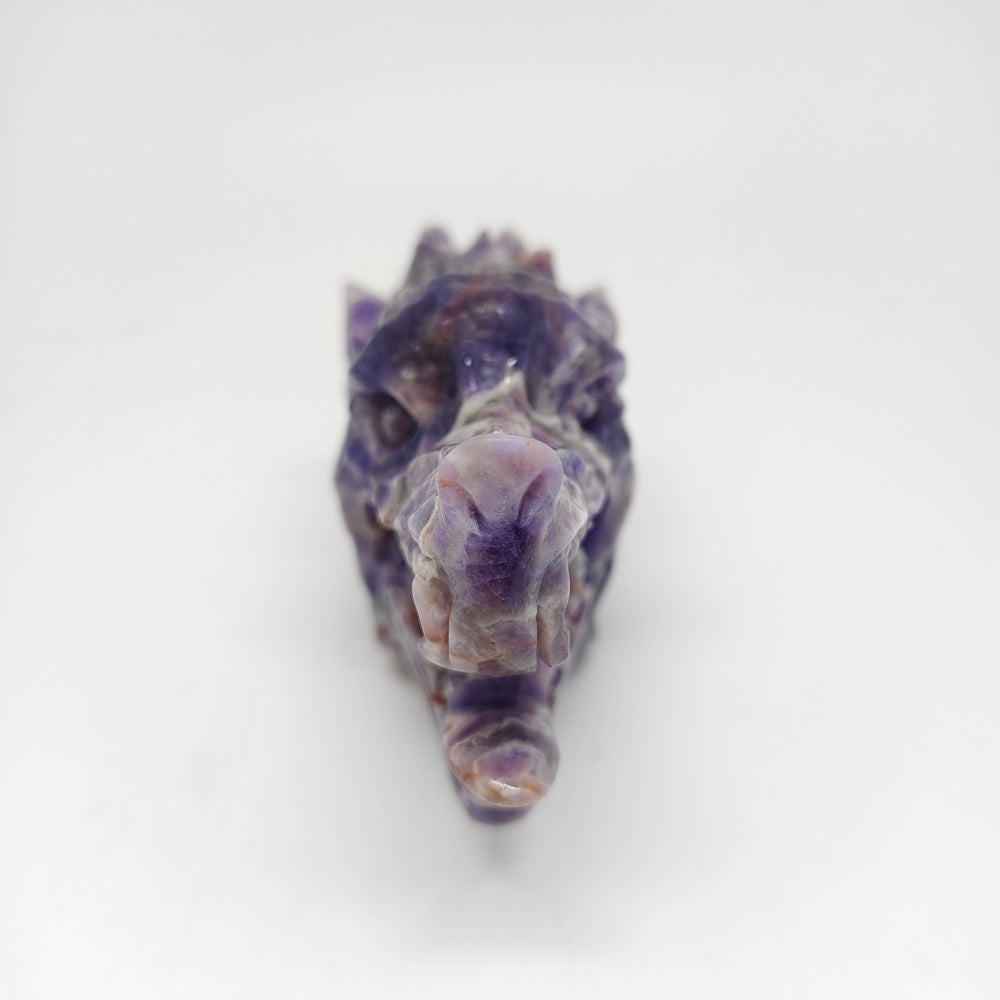 340g natural amethyst dragon head carving ornaments healing