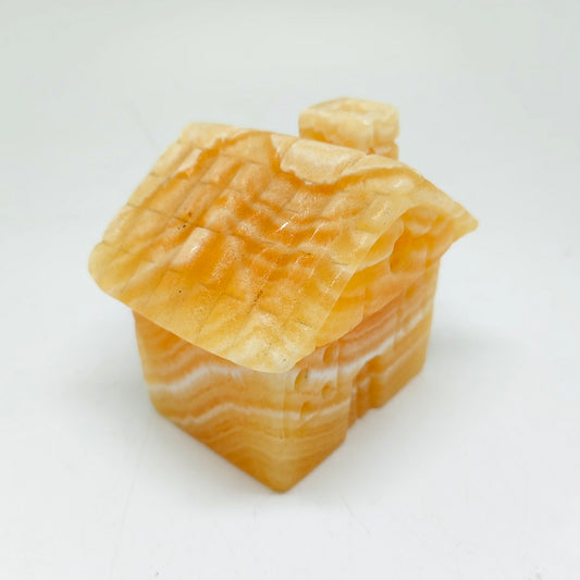 490.4g natural orange calcite house carving ornaments healing