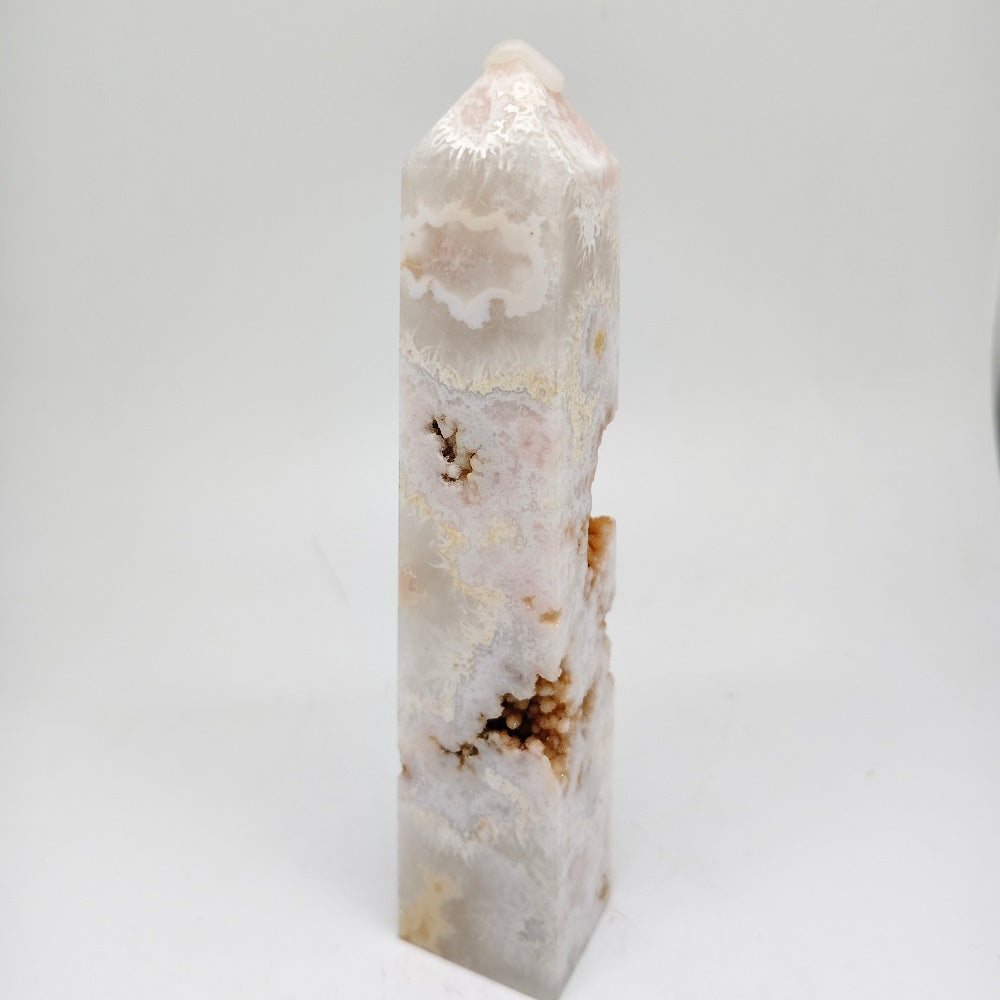 422g natural cherry blossom agate tower ornaments healing
