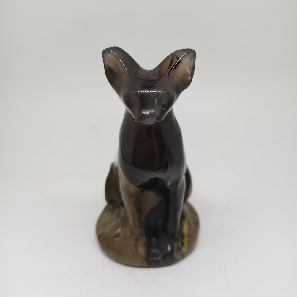 volcanic agate cat carving ornaments healing 436g
