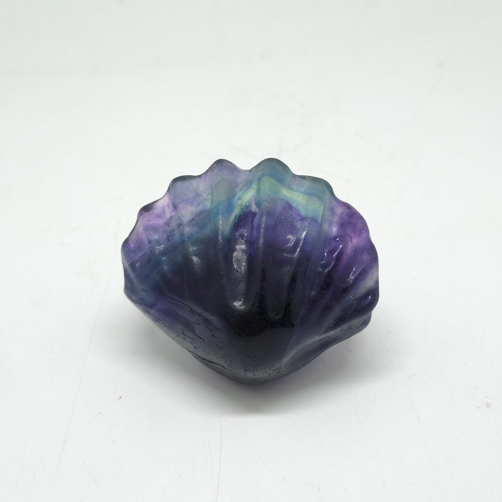 98.4g natural fluorite clam shell carving ornaments healing