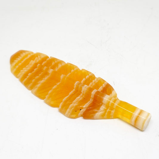 84.4g natural orange calcite leaves carving ornaments healing