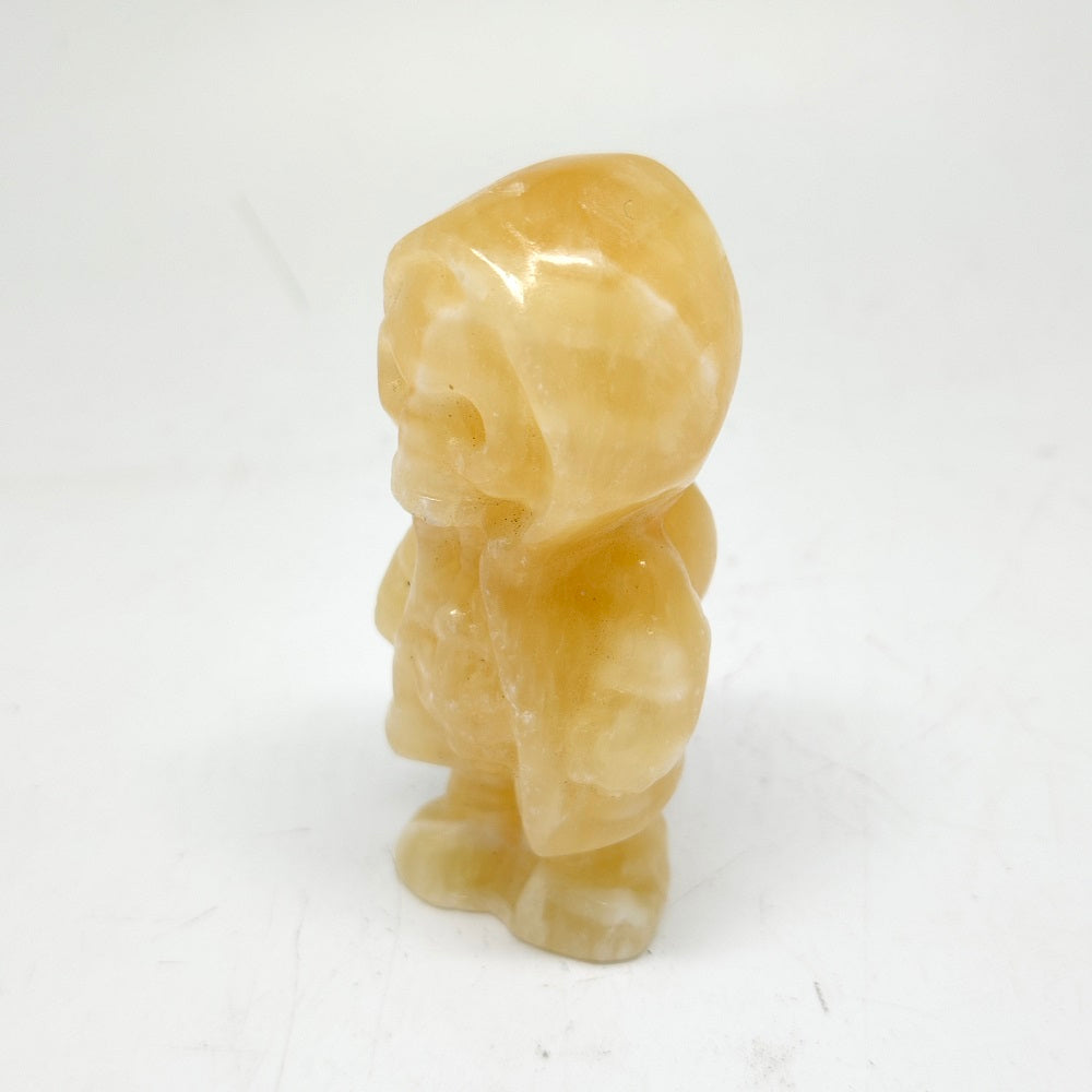123g natural orange calcite skull Jack carving ornaments healing