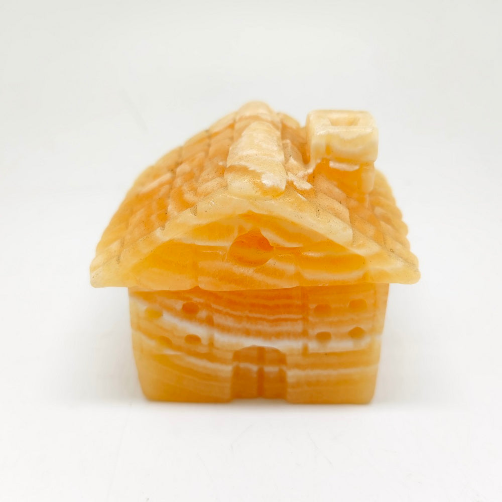 490.4g natural orange calcite house carving ornaments healing