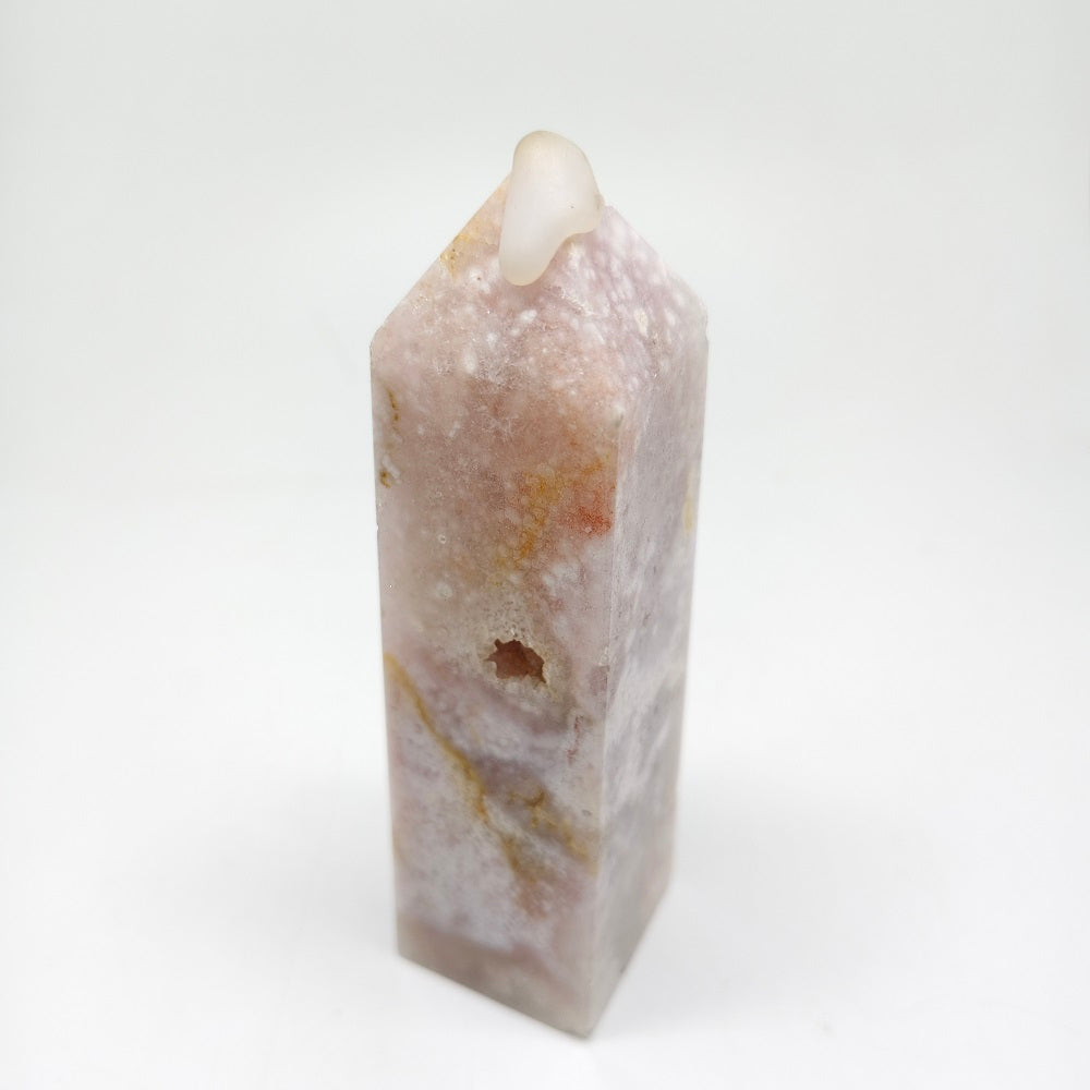 268g natural cherry blossom agate tower ornaments healing