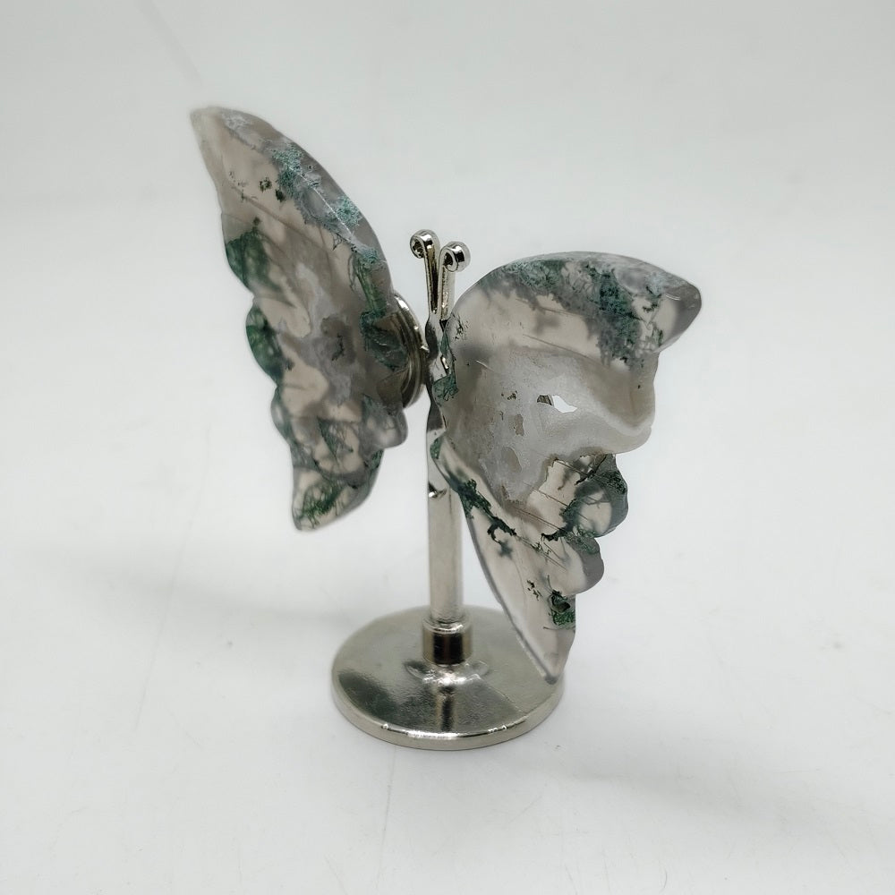 26.9g natural mossagate butterfly carving ornaments healing