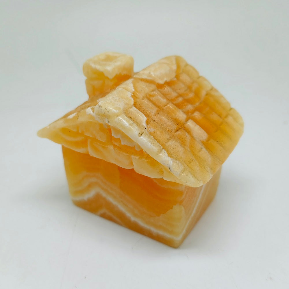 490.4g natural orange calcite house carving ornaments healing