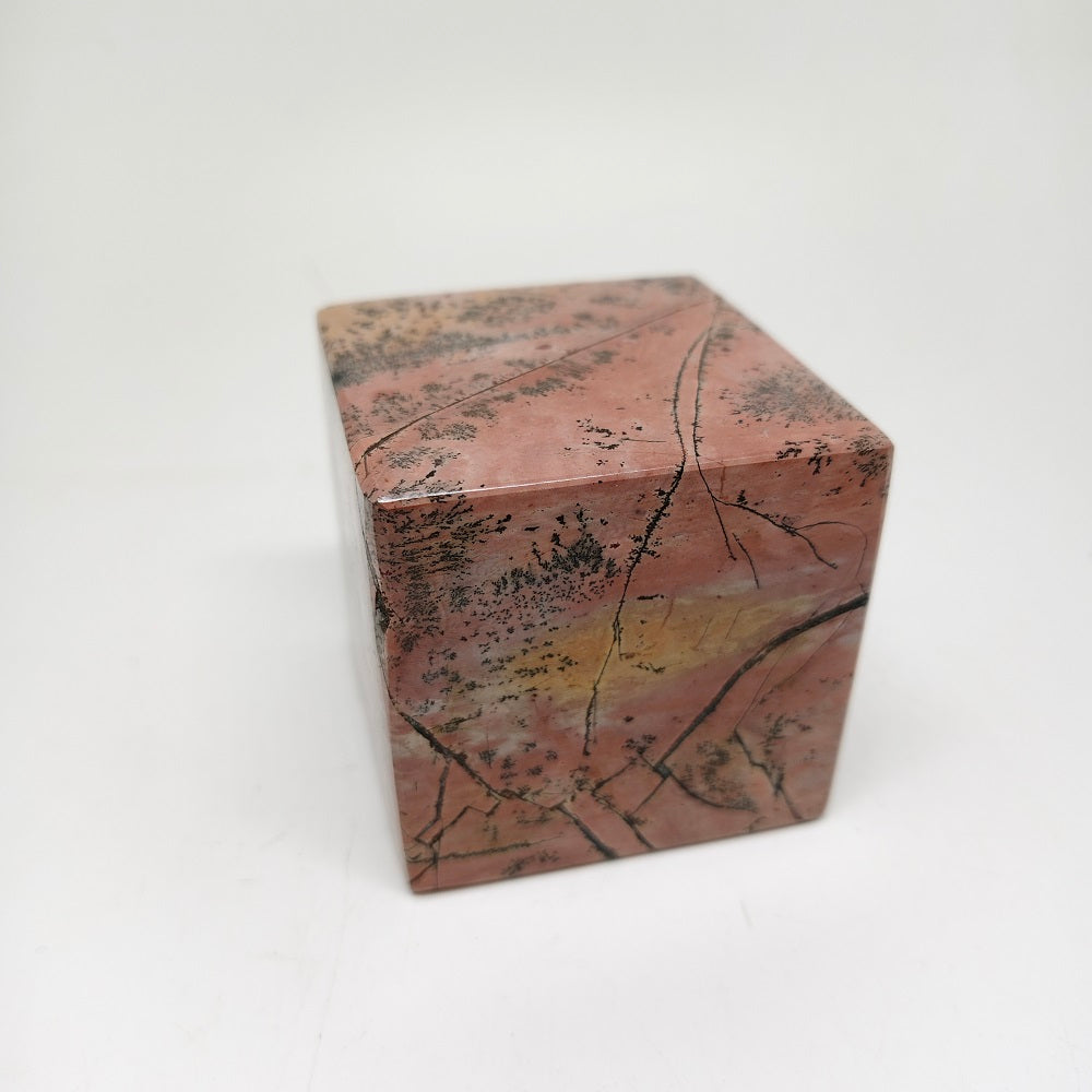 577.5g natural Chinese painting stone square carving ornaments healing