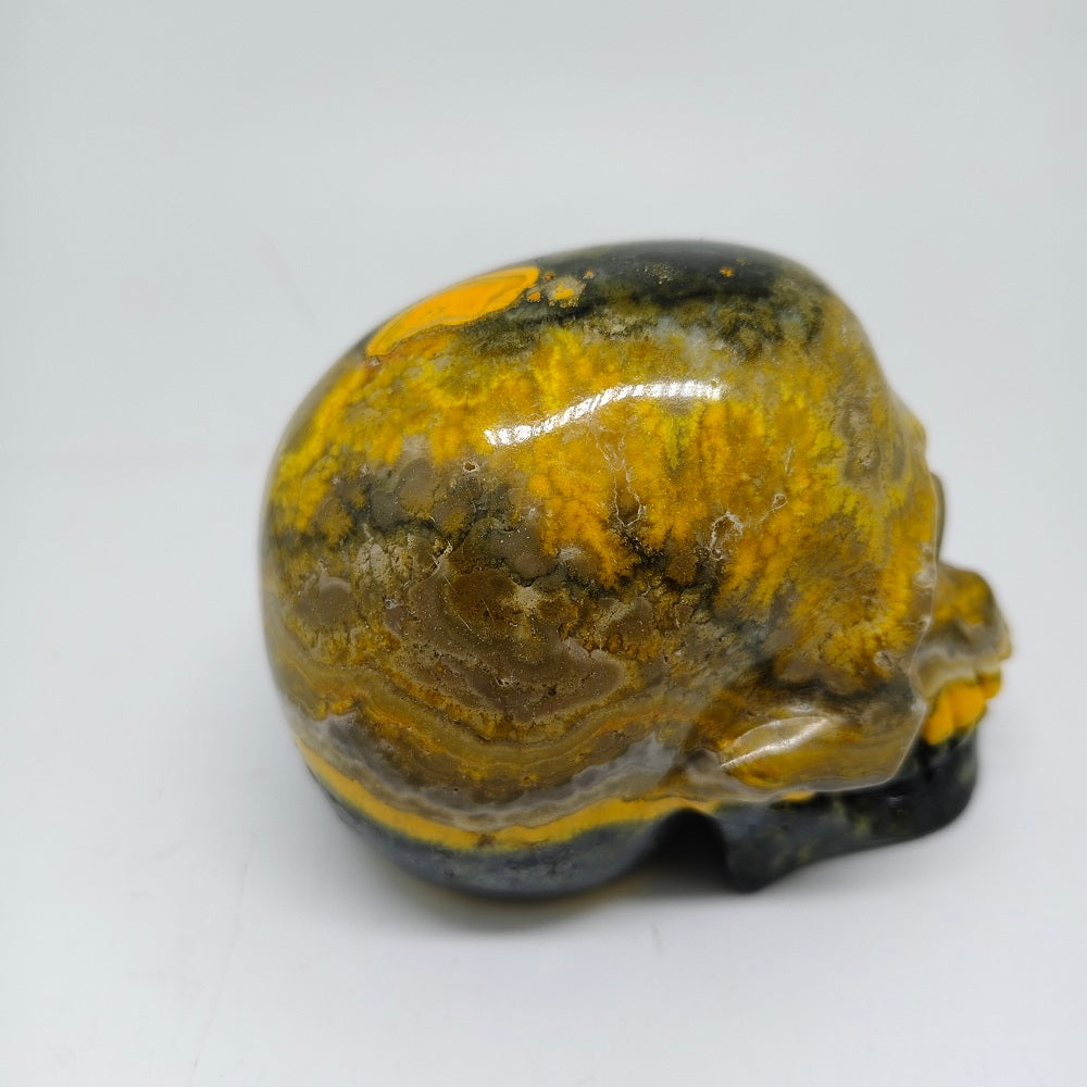 bumble bee jasper skull carving ornaments healing 674g