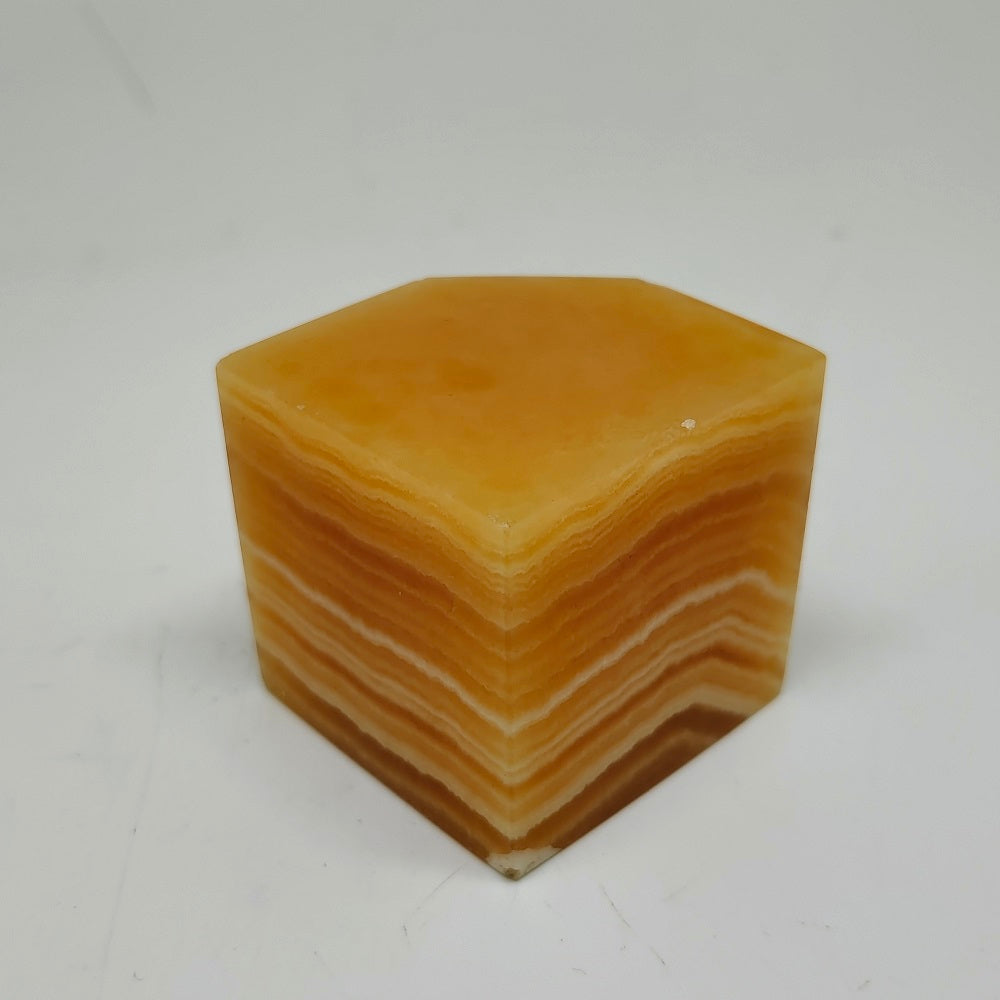 195.5g natural orange calcite square carving ornaments healing