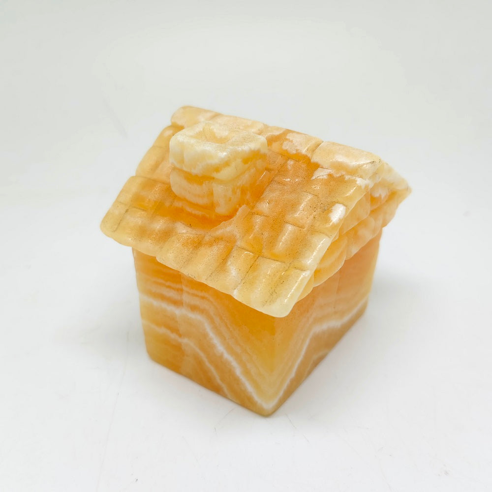 490.4g natural orange calcite house carving ornaments healing