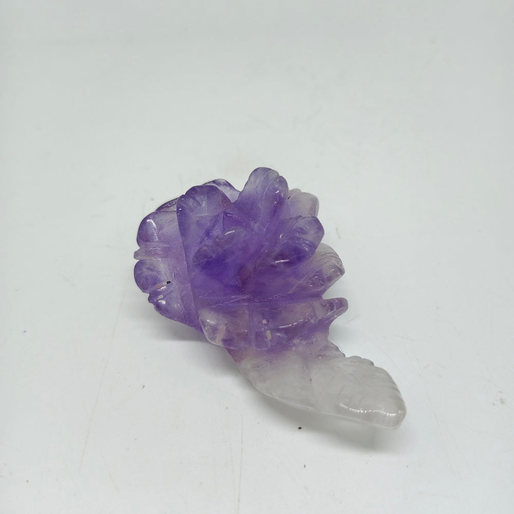 natural amethyst flower carving ornaments healing 67.7g