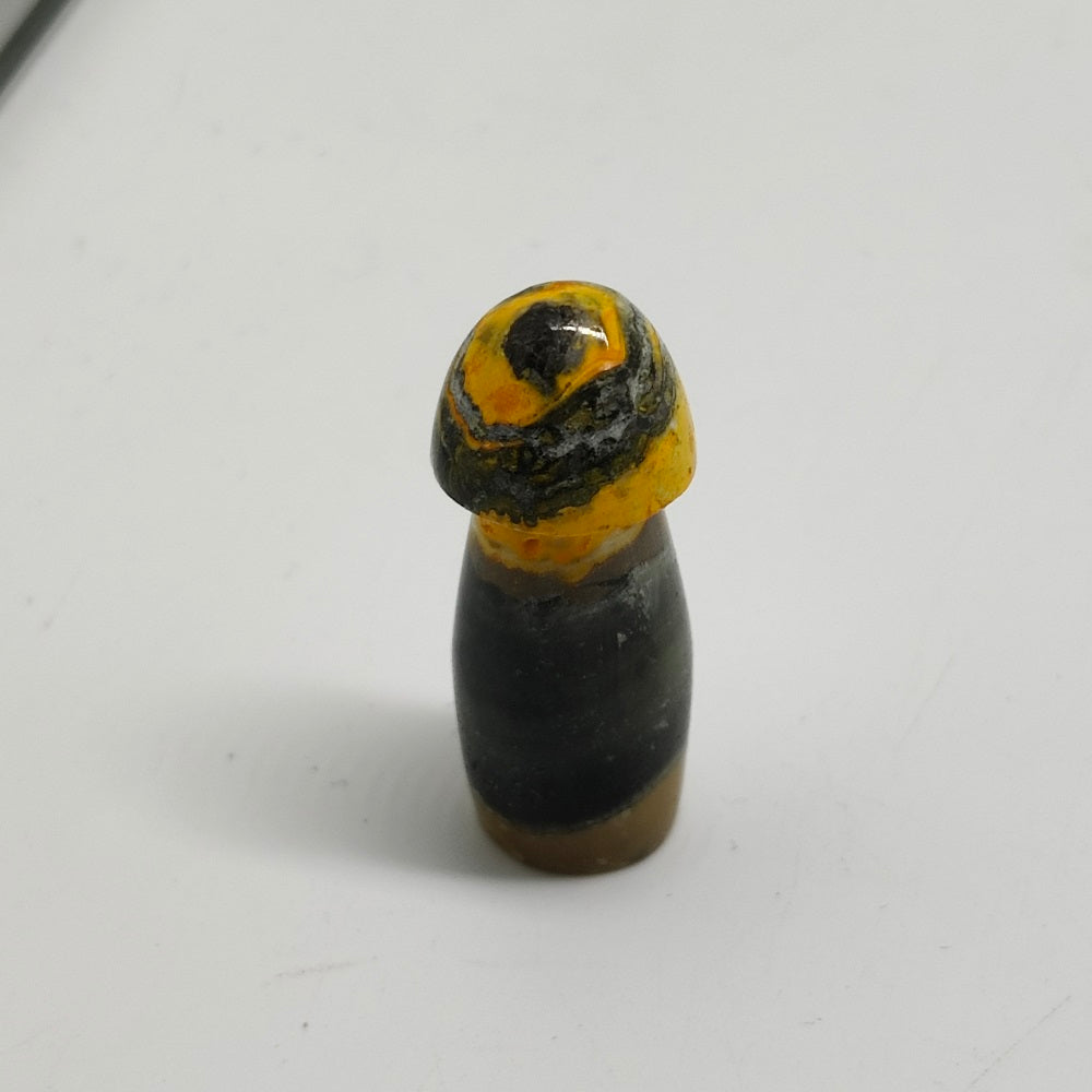 natural bumble bee jasper mushroom carving ornaments healing 10.1g