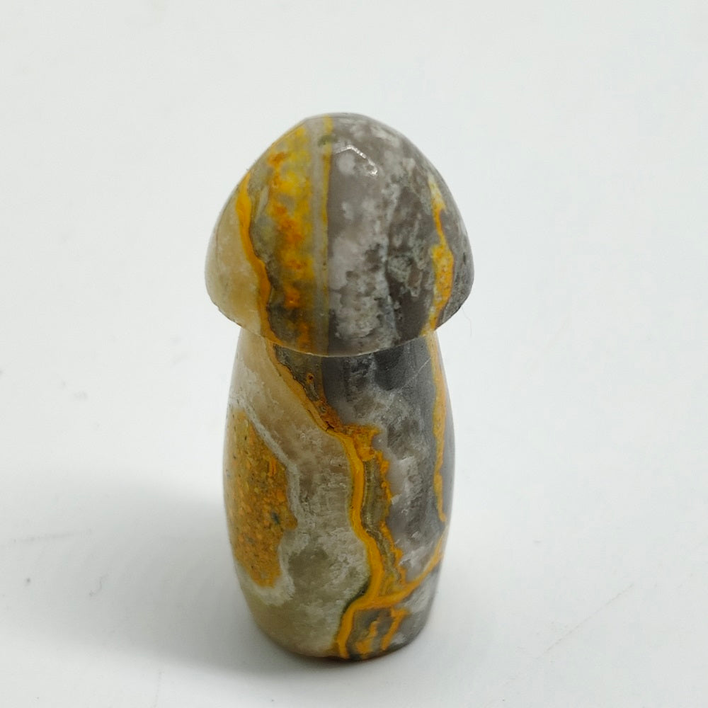 natural bumble bee jasper mushroom carving ornaments healing13.7g