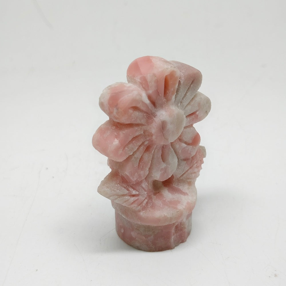 natural pink opal flower carving ornaments healing 61.5g