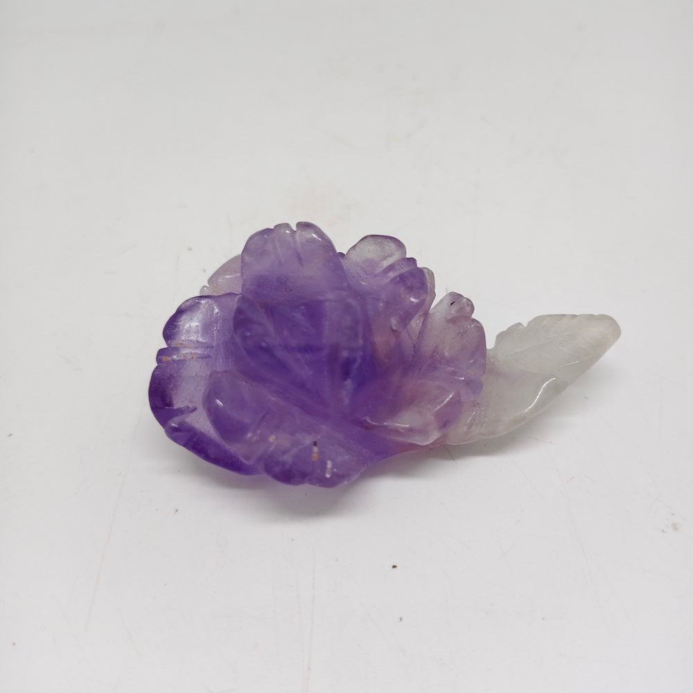 natural amethyst flower carving ornaments healing 67.7g