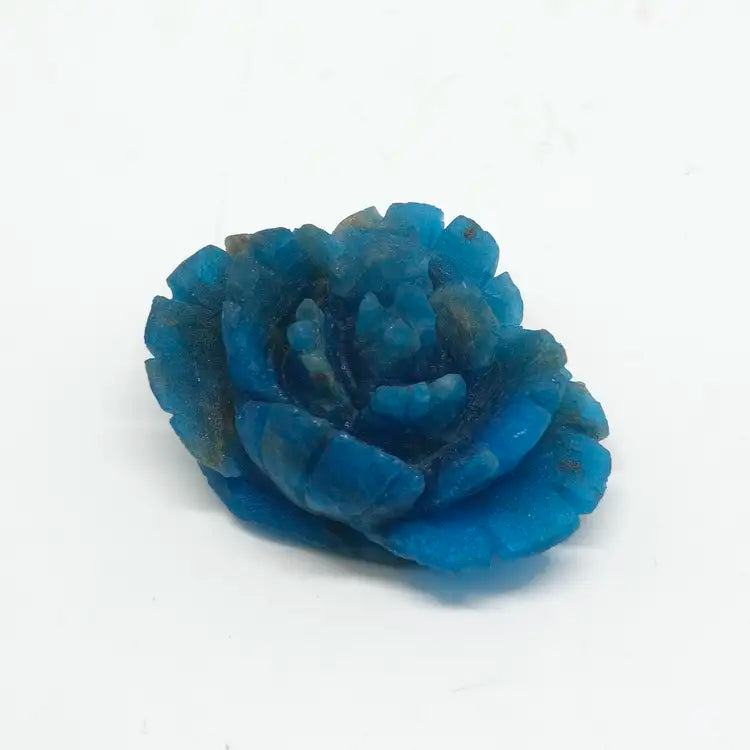 natural blue apatite flower carving ornaments healing 84.2g