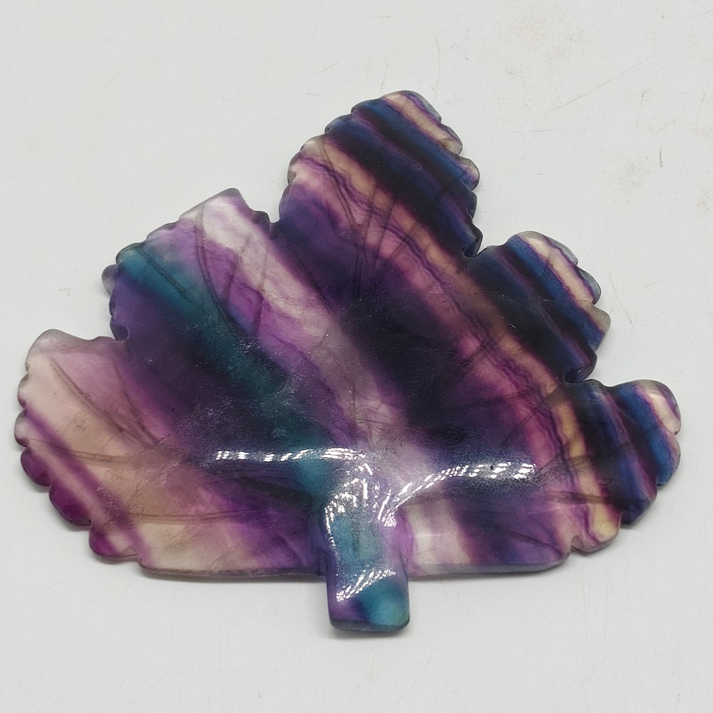 natural fluorite maple leaf carving ornaments healing 200g