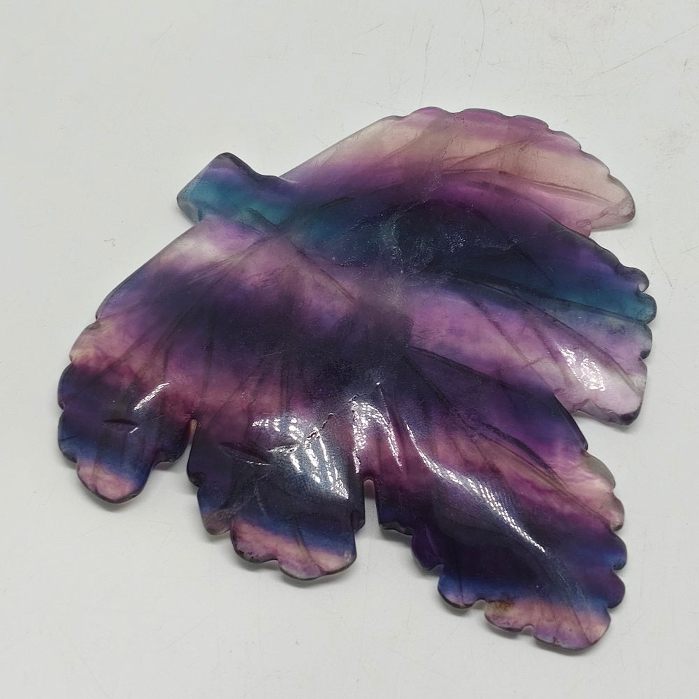 natural fluorite maple leaf carving ornaments healing 200g