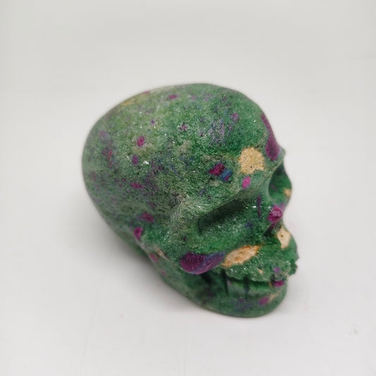 natural ruby in zosite skull carving healing 442g