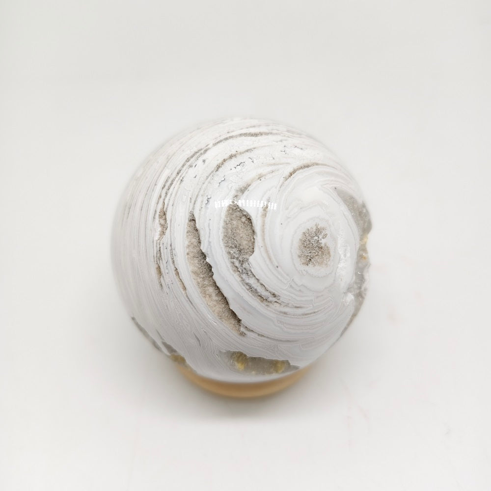 natural Mexican white agate sphere ornaments healing 191g