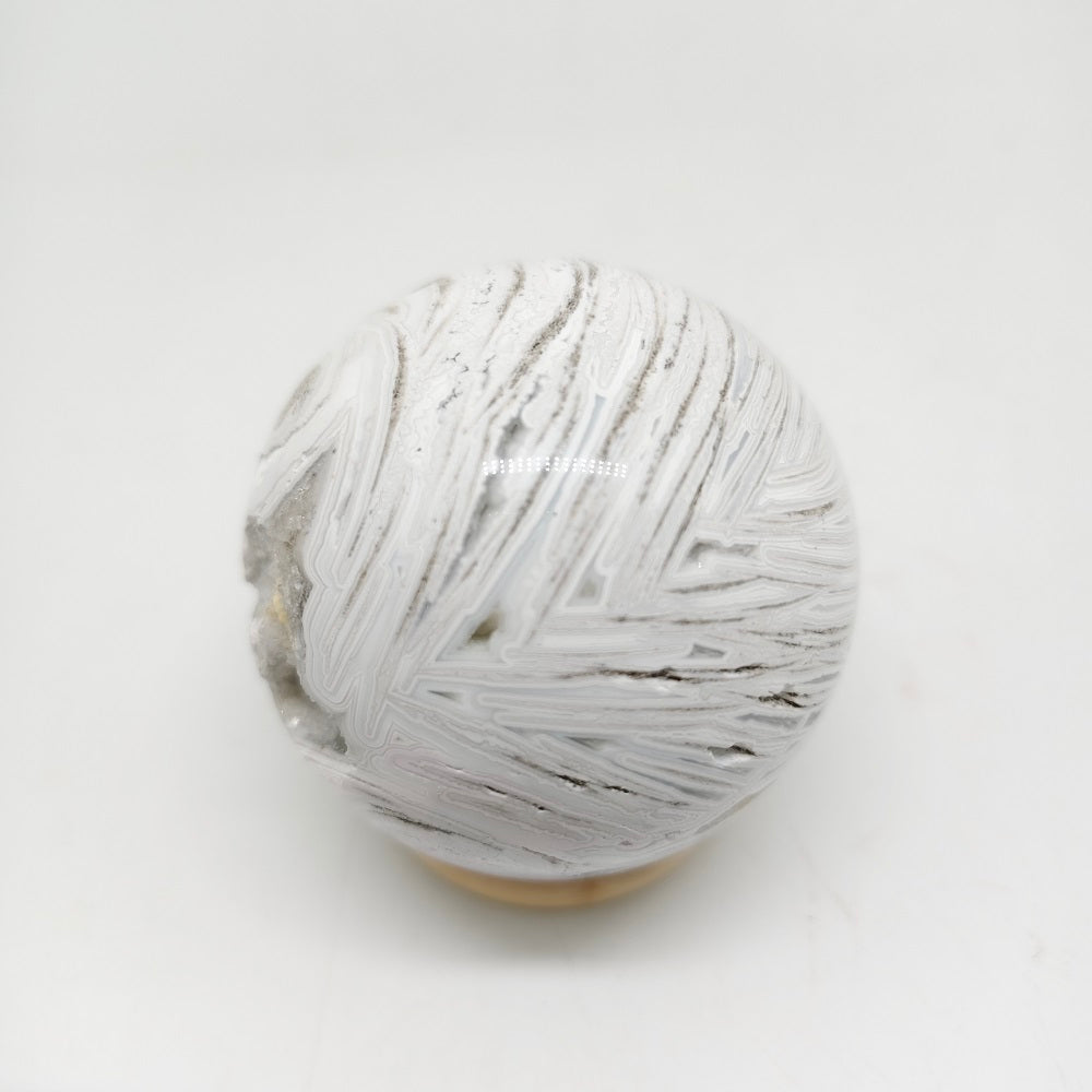 natural Mexican white agate sphere ornaments healing 191g