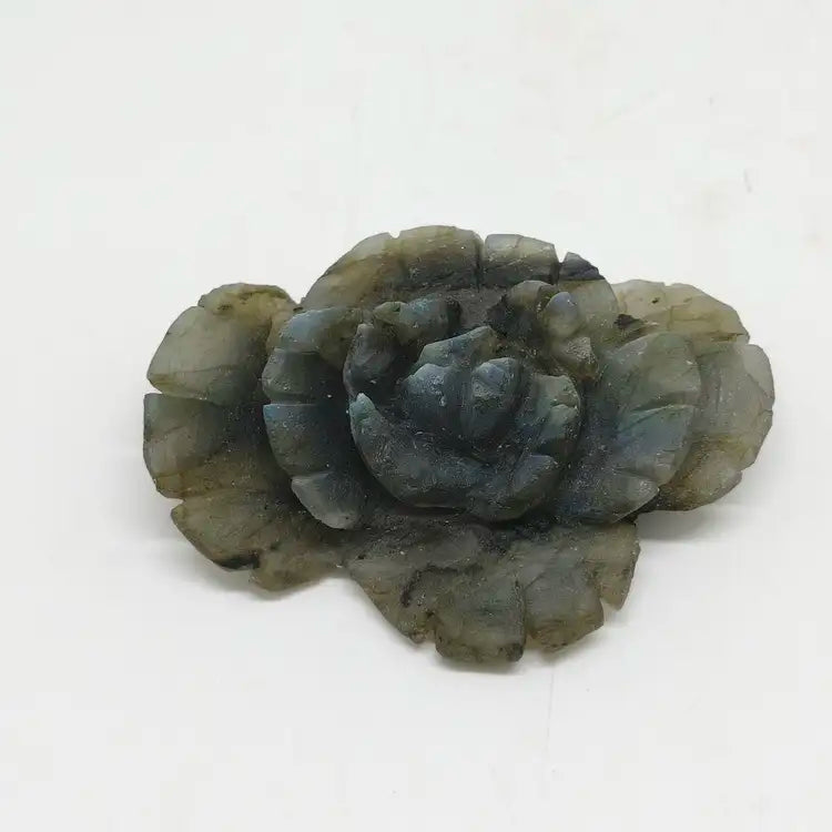 natural labradorite flower carving ornaments healing 61g